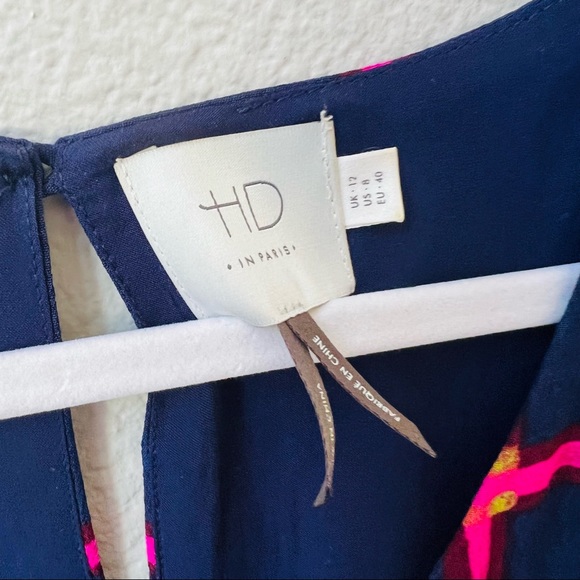 anthropologie HD in Paris blue & pink striped pane midi dress womens 8 - Picture 9 of 9